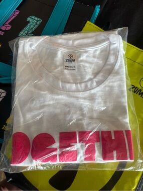 Zumba White Tee with Bright Pink Graphic